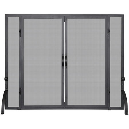 Natural Wrought Iron Screen - Uniflame Corporation Single Panel Wrought Iron Fireplace Screen