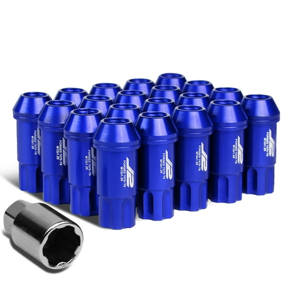 J2 Engineering LN-T7-011-125-BL J2 Engineering 7075 -T6 Forged Aluminum M12 x 1.25 20Pcs 50mm Open -End Lug Nut w/ Socket Adapter Key Blue