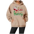 thumbnail image 2 of WEAIXIMIUNG Chandails en Molleton Surdimensionnés pour Femmes Grande Taille Sweat à Capuche Décontracté Col Rond Poche Imprimé Verre de Noël, 2 of 3
