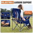 thumbnail image 3 of KingCamp Oversized Folding Camping Chairs, Heavy Duty Padded Chairs with Lumbar Support & Cooler Bag, Foldable Outdoor Lawn Chairs, Portable Folding Chairs for Outdoor, Support 353LBS+, Navy, 3 of 10