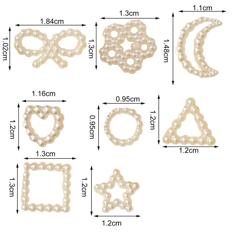 500Pcs Creamy White Pearls 3D Nail Charms Multi Shapes Heart Star Bowknot  Round Pearls Nail Beads Acrylic Hollow Heart Star Pearls Nail Art Charms  for Manicure DIY Crafts Jewelry Accessories S2-creamy