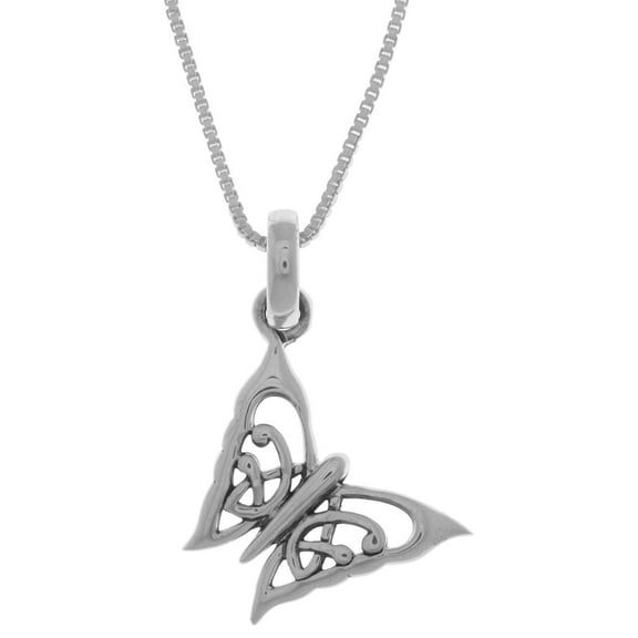 Jewelry Trends Sterling Silver Celtic Butterfly Pendant on 18 Inch Box Chain Necklace
