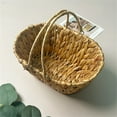 thumbnail image 4 of Woven Basket,Gourd Grass Woven Storage Basket,Fruit Picnic Serving Baskets with Folding Handle,Durable Candy Eggs Sundries Basket,Home Supplies Baskets for Wedding Party Decoration, 4 of 7