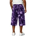 thumbnail image 6 of JoveMarine Men's Camo Drawstring Cargo Shorts - Plaid Work Shorts with Pockets, Knee-Length Loose Fit for Outdoor Daily,Purple 2XL, 6 of 6