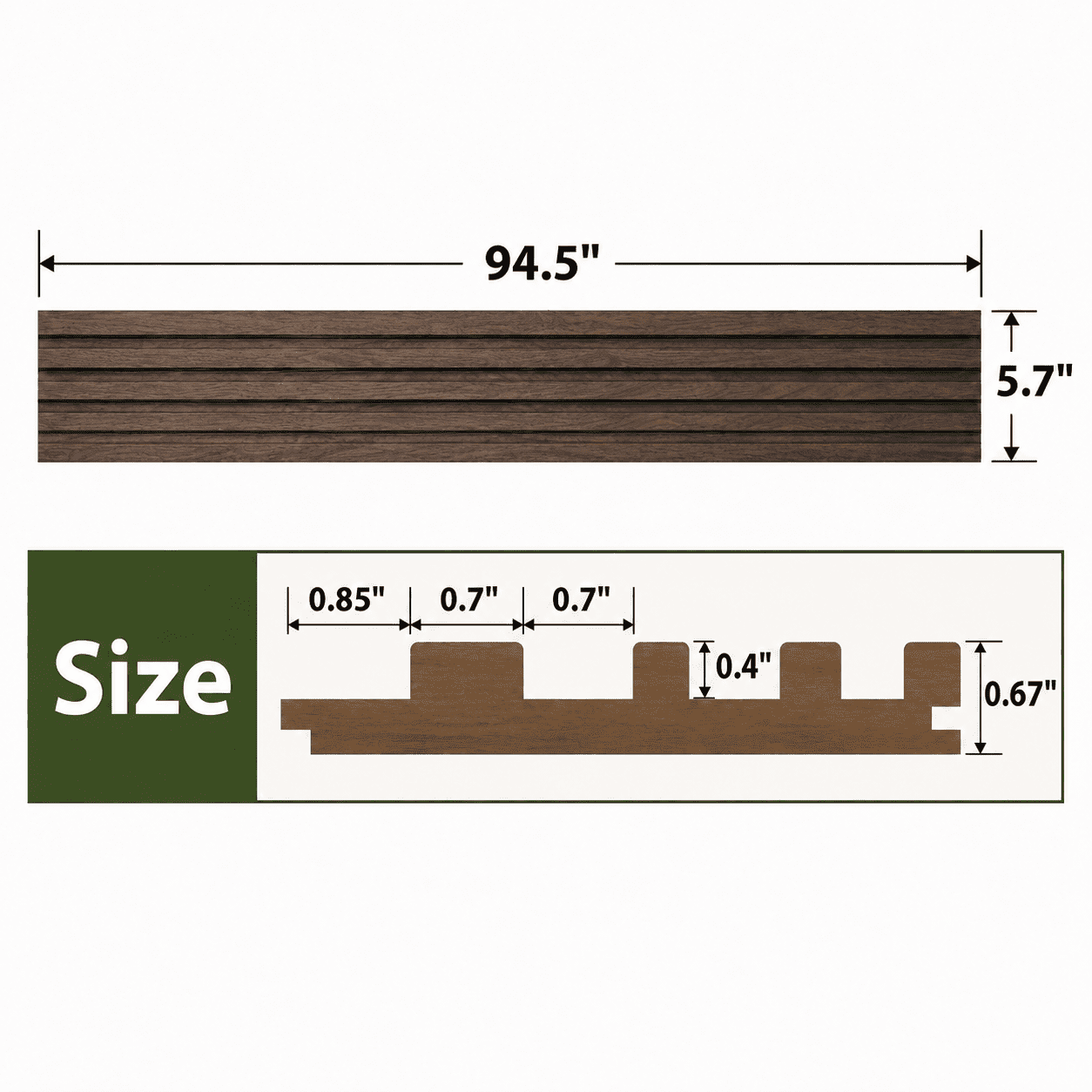 Yeslife 6-Piece 94.49'' x 5.7''x 0.67'' Solid Wood Slat Wall Panels for Interior and Ceiling Decor,22.44 Sq.ft/Case,Walnut