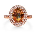 thumbnail image 2 of Gem Stone King 18K Rose Gold Plated Silver Halo Engagement Ring Mystic Topaz Moissanite (2.43 Cttw), 2 of 3