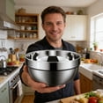 thumbnail image 4 of Food Grade 304 Stainless Steel Double-Layer Insulated Bowl, Scald-Proof Thickened Metal Rice Soup Bowl For Household Use(Silver-Xl-15X14.3X7.3Cm), 4 of 8