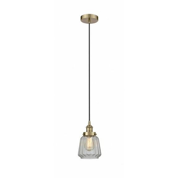 616-1PH-AB-G142 Innovations Lighting Chatham - 1 Light Mini Pendant In Art Deco Style-11.75 Inches Tall and 7 Inches Wide-Antique Brass Finish-Clear