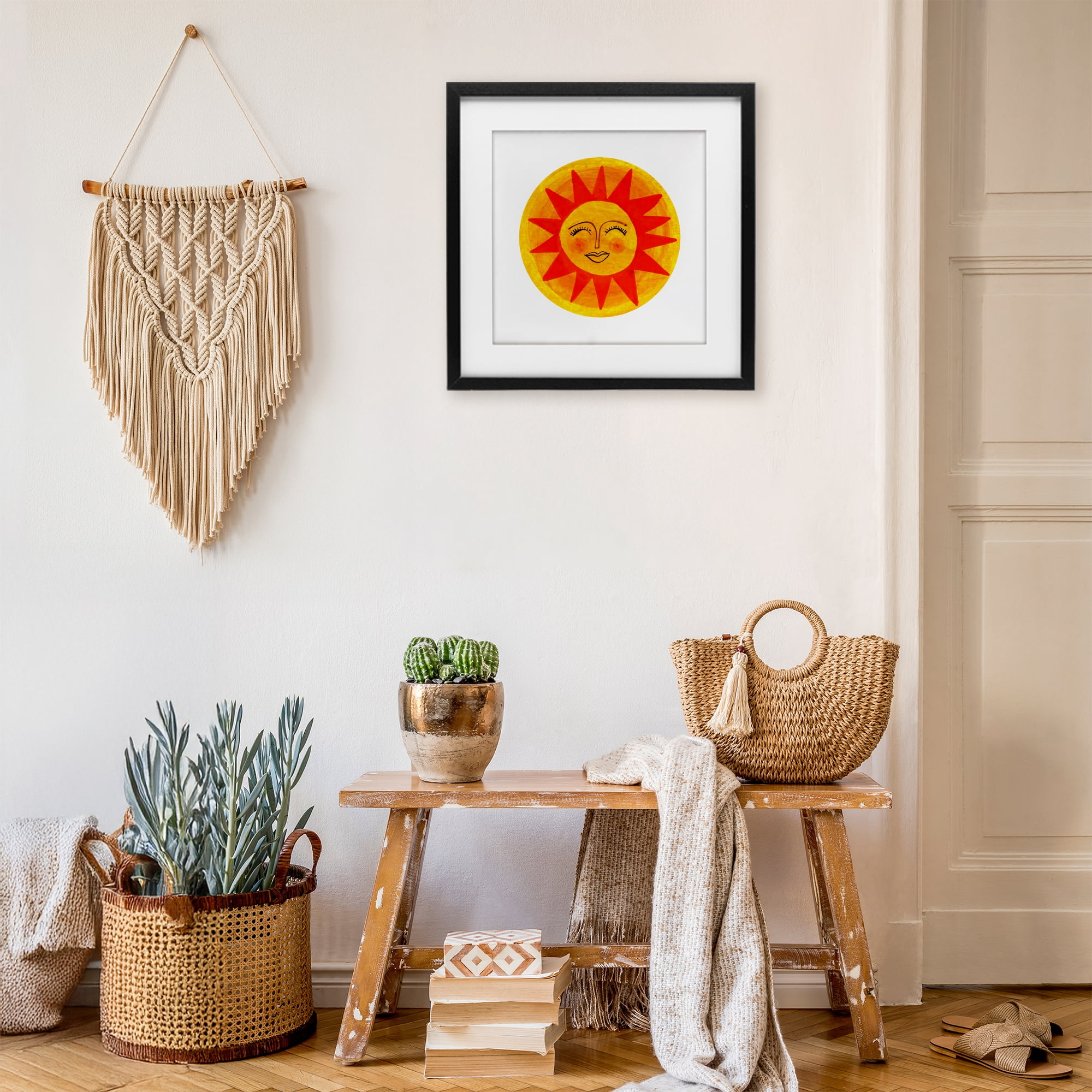 Stupell Industries Warm Fiery Sun Black Framed Print Under Glass, design by Katherine Herrell Studio