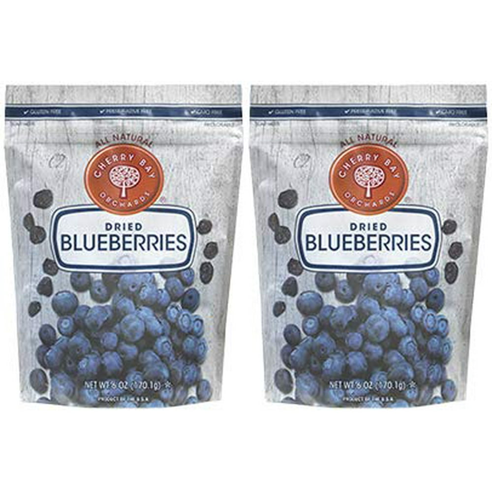 Cherry Bay Orchards Dried Blueberries Pack of Two 6oz Bags (Total