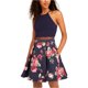 thumbnail image 1 of Vestido ajustado y acampanado con estampado Floral Halter Bee Darlin azul marino 7/8, 1 of 1