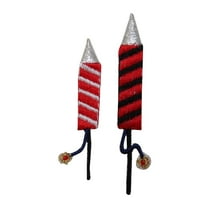 ID 1022AB Set of 2 Firecracker Patches 4th Of July Embroidered Iron On Applique