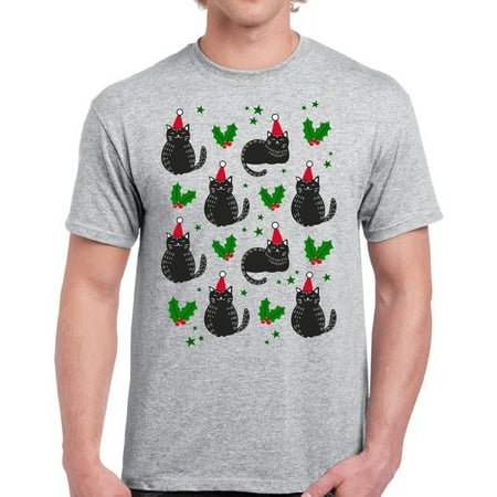 Christmas T Shirt for Men Funny Cats - S M L XL 2XL 3XL 4XL 5XL Xmas Graphic Tee - Christmas Gift Holiday Xmas Tee T-Shirt Mens