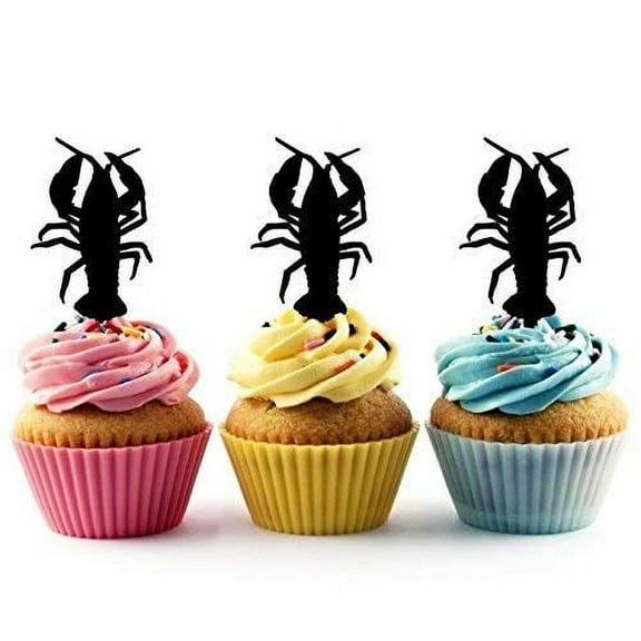 Lobster Silhouette Acrylic Cupcake Toppers 12 pcs
