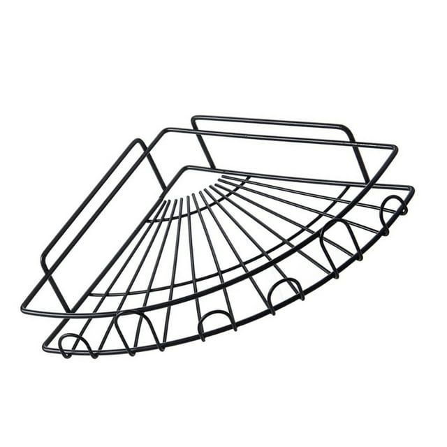 Toystoory Organizador de esquina, estante de almacenamiento de baño de hierro, soporte de cocina Triangular montado en la pared para baño y cocina Juegos de accesorios de baño Negro Toystoory HA004466-02