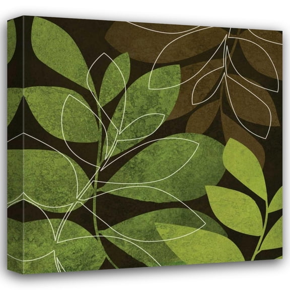 Kristin Emery 26x26 Gallery Wrapped Canvas Wall Art Titled - Green and Brown Leaves II