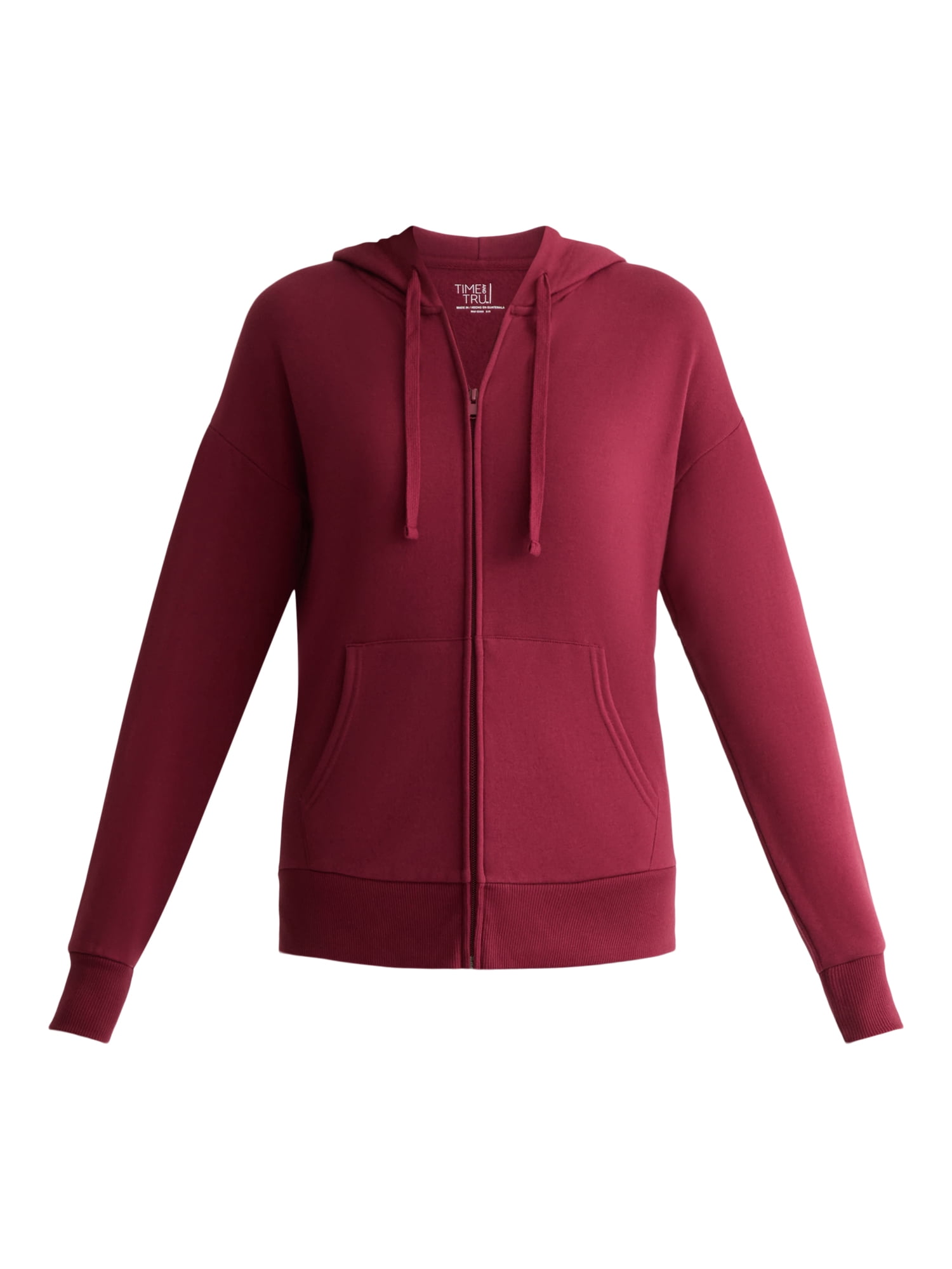 Time and Tru Women's and Women’s Plus Zip Front Fleece Hoodie Jacket, Sizes XS-4X