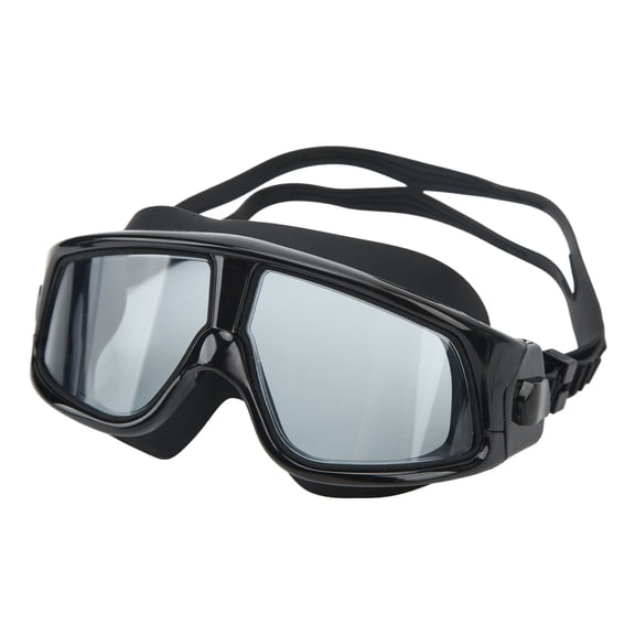 BIMZUC Adult Swimming Goggles Prevent Fog UV Protection Wide View Diving Glasses with Storage Case, Black (9.06 inches / 23 cm)