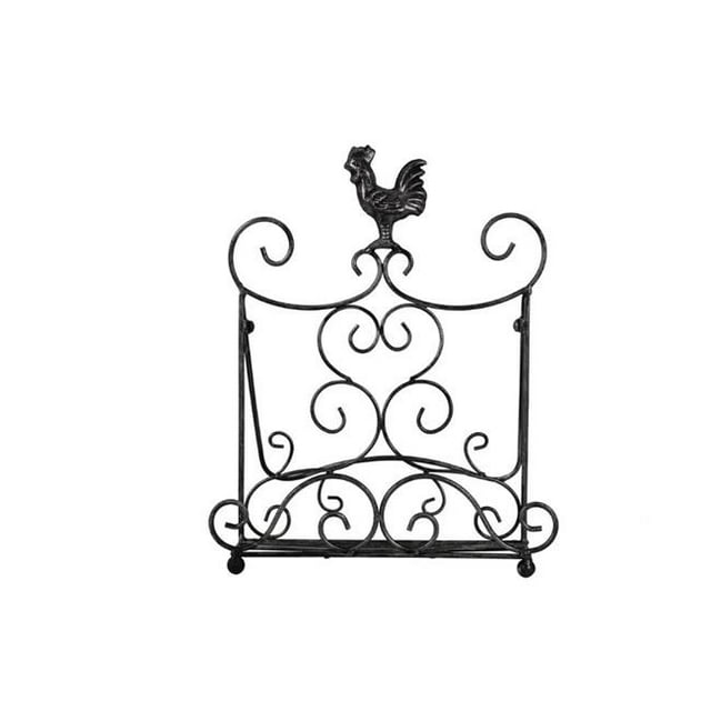 Antique Metal Cook Book Holder & Stand with Rooster, Bronze