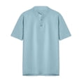 thumbnail image 3 of Eltusu Men's Casual Polo Shirts, Summer Stand-up Collar Breathable Button Shirts with Short Sleeve Light Blue Size 3XL, 3 of 9