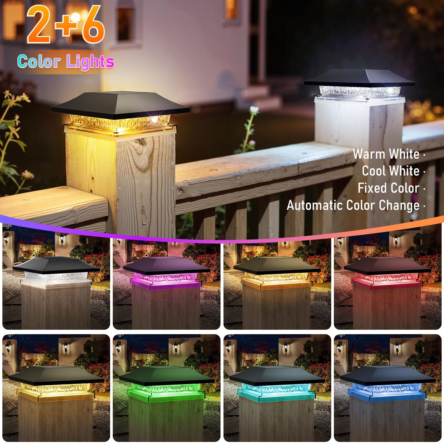 12 Pack Solar Post Cap Lights, Outdoor Fence Solar Powered Cap with 4 Lighting Modes Waterproof Light Decorative for Deck Patio or Garden Decor, Fits 4x4 Wood Vinyl Posts