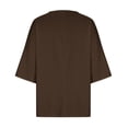 thumbnail image 4 of Hauts de Printemps pour Femmes Élégants avec Manches 3/4 et Col Rond en Chemises Unies Confortables pour Femmes Marron TG, 4 of 4