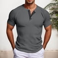 thumbnail image 2 of Men's Casual T-Shirts Short Sleeve Button Design Comfortable Wear for Everyday Outdoor Activities, 2 of 4