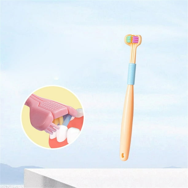 Cepillo de dientes de tres lados en forma de V, un cepillo, tres limpiezas eficientes, cepillo de dientes para niños con cerdas suaves, cepillo de dientes de 2 piezas