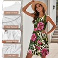 thumbnail image 6 of Garronmavis Leopard Couples Matching Outfits Mens Lightweight Button Down Shirts Size 7XL and Womens Summer Dresses Loose Sleeveless Flower Polyester Crewneck Sundress, 6 of 7