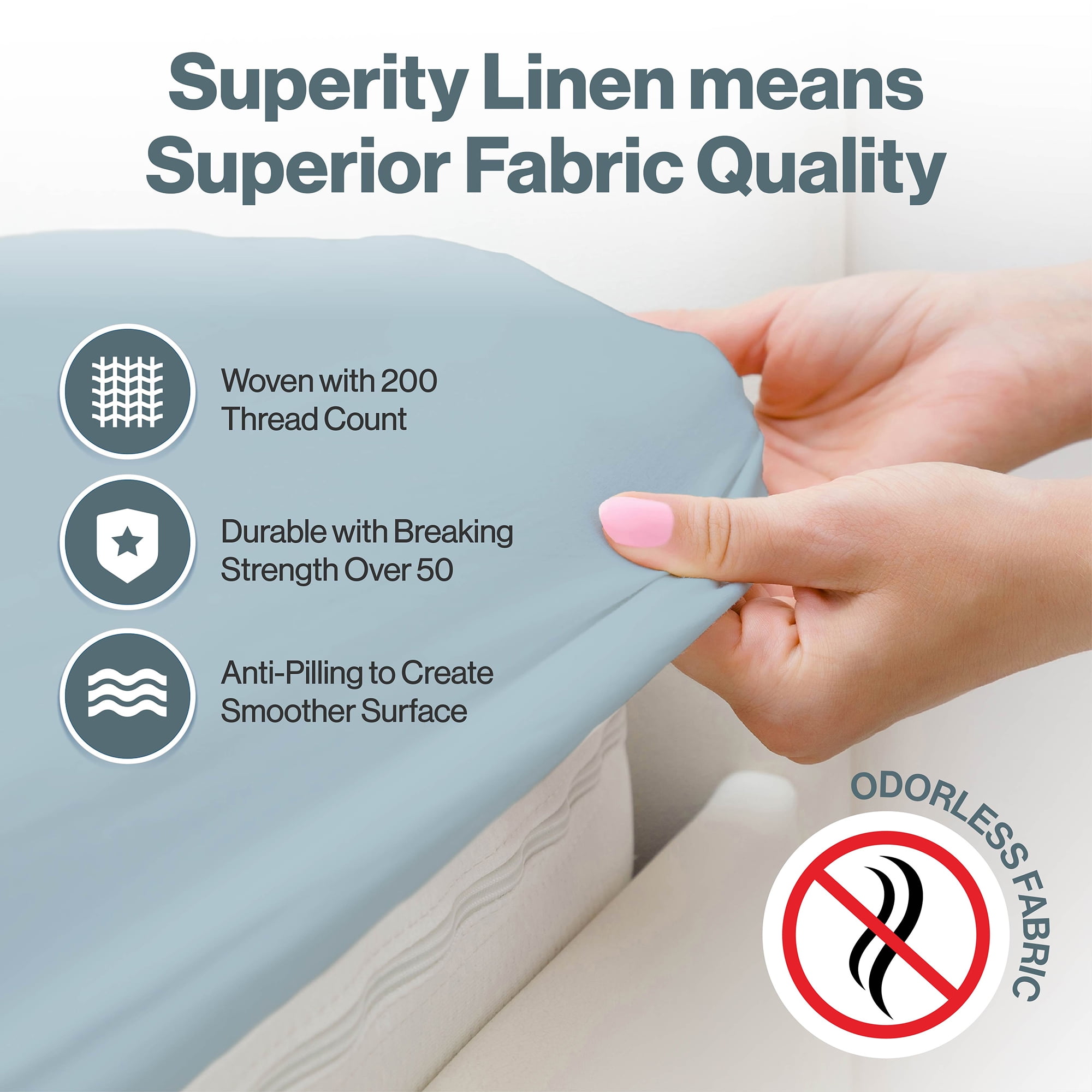 Superity Linen Fitted Sheet - 100% Cotton Cot Size Mattress Cover - Soft, Smooth, and Comfortable - 200 Thread Count - Bed Sheet Stretches to 12 inches for Snug Fit.