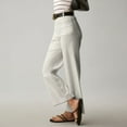 thumbnail image 4 of Lodgix Women Elastic Waist Flare Cropped Pants Bell Bottom Business Casual Trousers Pants with Pockets White XS, 4 of 9