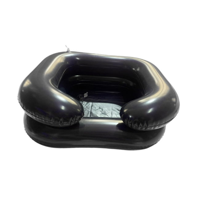 Cuenca de champú inflable, bañera de lavado de cabello, bandeja de champú lavado en la cama en la cama, cuenca de lavado de cabello para niños mayores limitan la movilidad negro