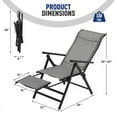 thumbnail image 2 of Set of 2 Folding Oversized Lounge Chairs XL Outdoor High Back Chair Camp Reclining Chair with Retractable Footrest for Poolside Backyard, Gray, 2 of 9