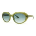 thumbnail image 2 of Mod Womens Oval Dimensional Beveled Plastic Sunglasses Green Blue, 2 of 4