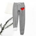 thumbnail image 2 of IROINNID Savings Fleece Sweatpants for Women Casual Jogger Love Printing Leggings Drawstring Waist Thick Warm Elastic Pants with Pockets,Dark Gray, 2 of 3