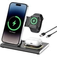 thumbnail image 1 of Cargador Inalámbrico 3 en 1 15W, Soporte de Carga Inalámbrico Portátil, Estación de Carga Inalámbrica con Cable USB-C, Compatible con iPhone 17/16/15/14/13, AirPods, Apple Watch Ultra/SE/Series 10, 1 of 13
