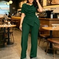 thumbnail image 3 of IUYRTFE Women Elegant Draped Cowl Neck 2 Piece Outfit Wide Leg Pants Set for Office Work Formal Events, 3 of 4