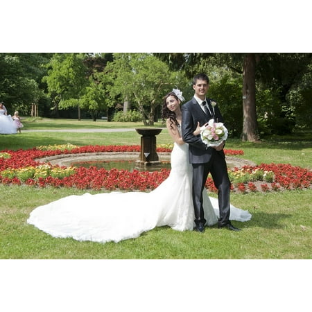 Laminated Poster Sun Photo Shoot Park Bride Flowers Bridal Bouquet