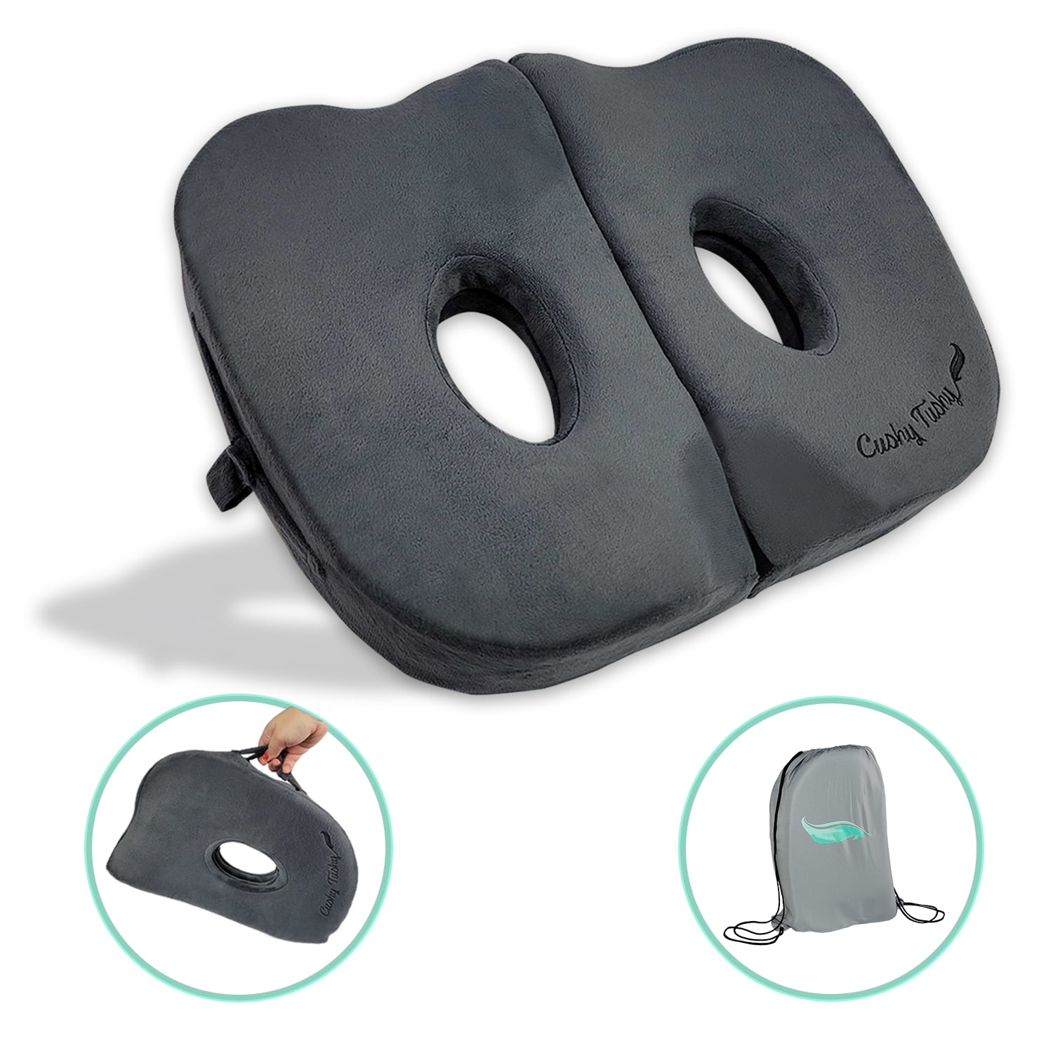 Cushy Tushy Foldable Sit Bone Seat Cushion - for Sit Bone Pain, Hip, Butt, Ischial  Tuberosity, Hamstrings, and Sciatica Pain Relief - for Home, Office, and  Driving - Gray 