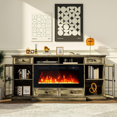 Fireplace TV Stand with AllSided Glass Electric Fireplace 59