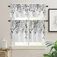 thumbnail image 2 of Grey Eucalyptus Leaves Kitchen Curtain Set, Watercolor Weeping Botanical Window Valance and Tiers 36" Length, Light Filtering Short Curtains Valance for Cafe Bathroom Bedroom 54"x18", 2 of 7