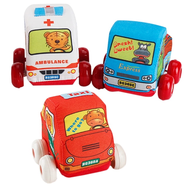 3PCS Baby Car Toy Cartoon Washable Detachable Soft Car Toy Toddler Vehicle