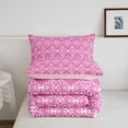 thumbnail image 5 of jejeloiu Soft Damask Full Size Comforter Sets For Girls,Pastel Pattern Bedding Comforter Set,Pink White,Pink Reversible,3-Piece,1 Comforter and 2 Pillowcases, 5 of 7