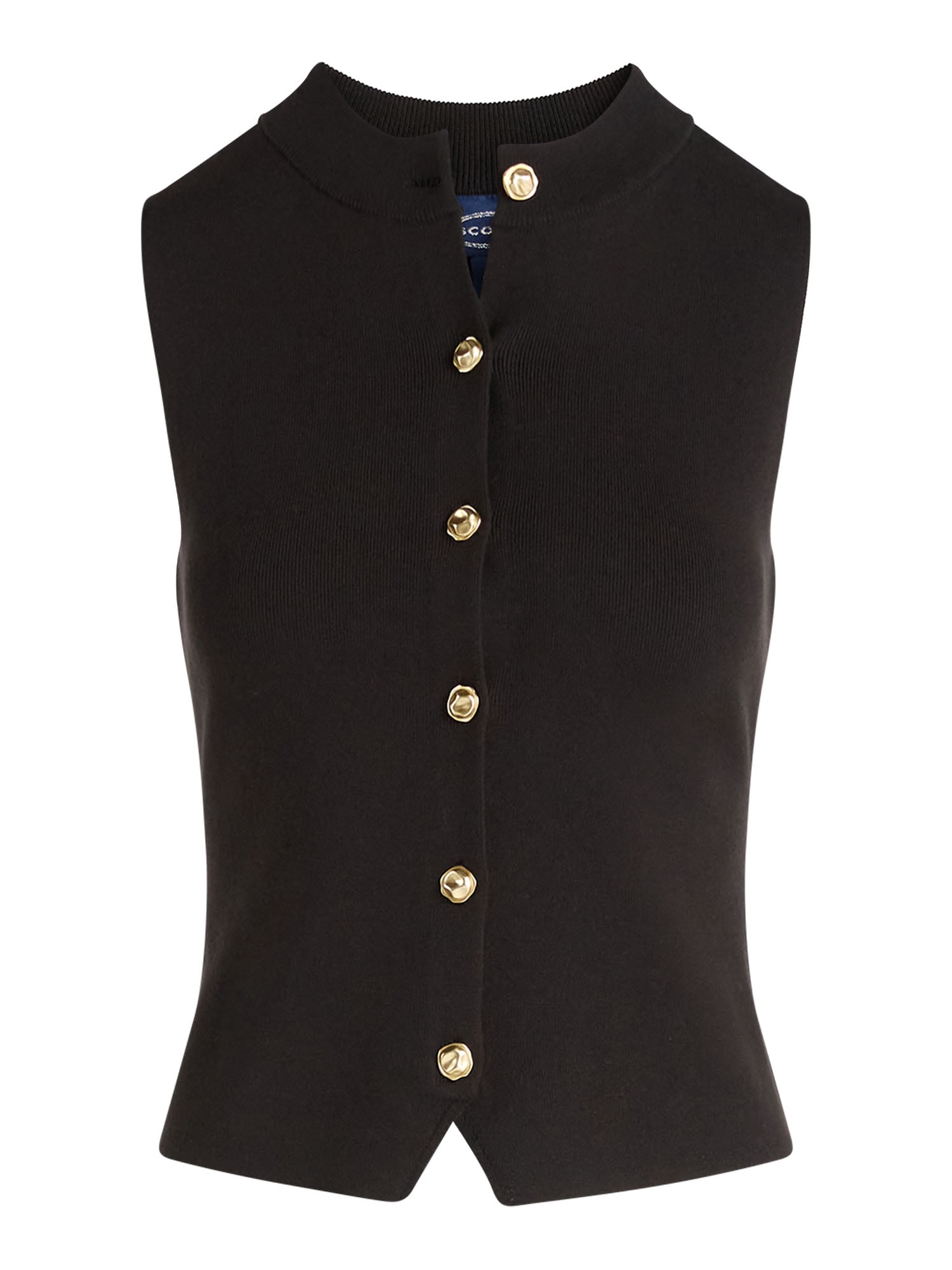 Scoop Women's and Women’s Plus Mockneck Sweater Vest with Gold Tone Buttons, Midweight, Sizes XS-4X