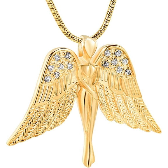 Angel Wing Cremation Jewelry Urn Necklace for Ashes Stainless Steel Urn Pendant Ashes Holder Memorial Jewelry Keepsake Locket