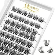 QUEWEL Lash Clusters 72 Pcs Wide Stem Cluster Lashes 16mm DIY Eyelash Extension Individual False Eyelashes Soft & Do Not Break for Personal Makeup Use at Home(QUH-S018-16mm)