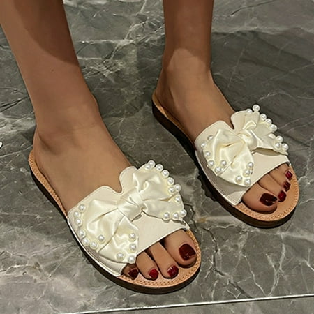 

Cathalem Women s Slippers Size 9 Sandals For Women Ladies Fashion Solid Flat Slippers Sandals Christmas Slipper Socks for Women White 7.5