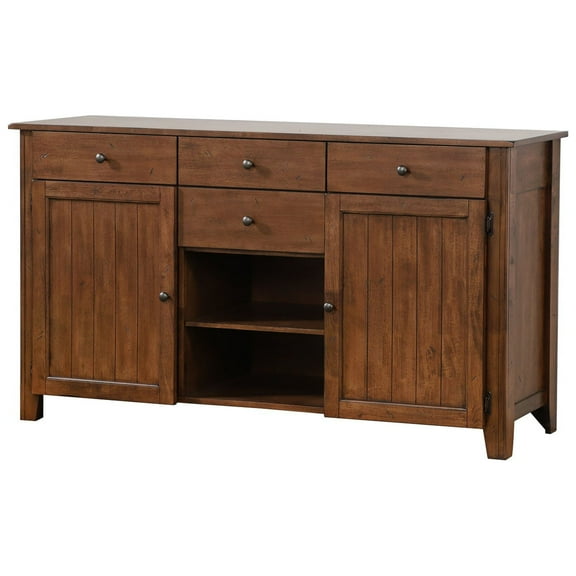 The Hamptons Collection 66” Amish Brown Wooden Rectangular Sideboard Server Cabinet