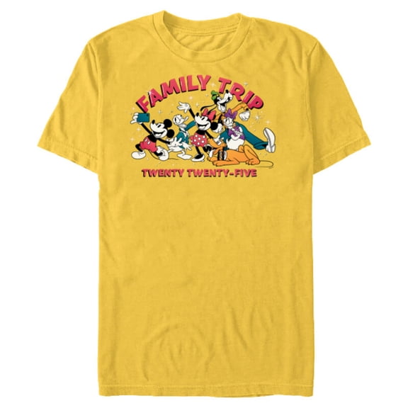 Disney Mickey & Friends Vacation Selfie Family Trip 2025 - Short Sleeve Blended T-Shirt for Adults - Customized-Yellow