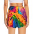 thumbnail image 4 of Uemuo Colorful Parrot Jungle Dream A Pattern Women's Athletic Shorts High Waisted Running Shorts with Liner Pockets Gym Elastic Workout Shorts-Large, 4 of 9